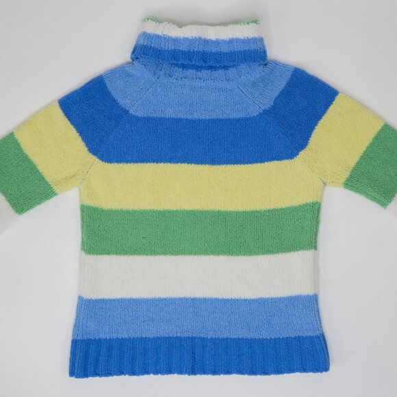 Vintage 90s Energie Striped Chenille Turtleneck Sweater - Picture 4 of 7
